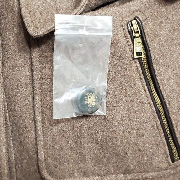 Laundry by Design Womens Large Hooded Wool Blend Toggle Front Duffle Coat Brown - Picture 10 of 12